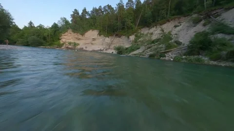 FPV Drone Over Blue River Sava – Slovenia Nature (4K) Stock Footage 311514333