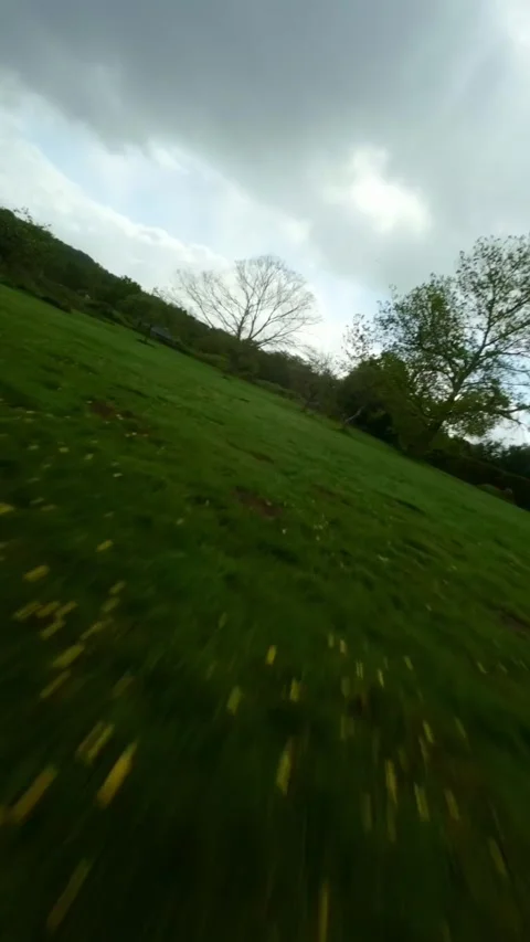 FPV drone pass over a rural farm in northern France, vertical format Stock Footage 327438771