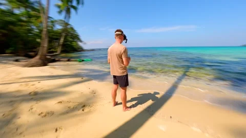 FPV Drone Pilot Flying On Tropical Beach With Palm Trees, Thailand Stock Footage 308515388