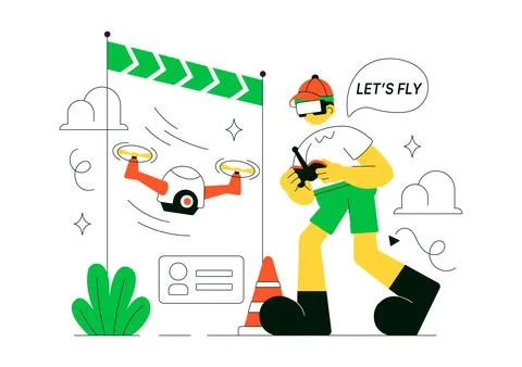 FPV Drone Racing Vector Illustration Featuring First Person View Drone Comp.. Stock Illustration