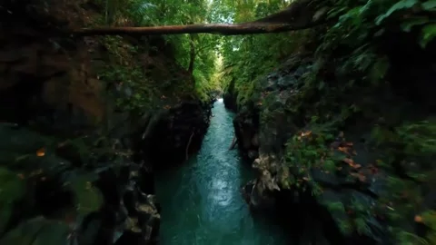 FPV Drone in the river and waterfall with motion blur Stock Footage 278119903