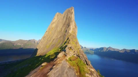 FPV Drone Shot Around Segla Mountain on Senja Island, Norway Stock Footage 305803466
