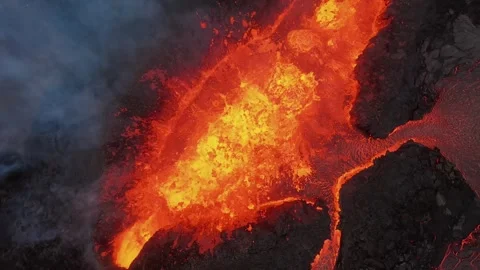 FPV Drone Shot Exploring Volcano Interior and Surroundings in Iceland Video stock 305805579