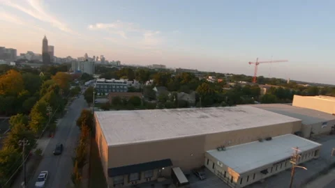 FPV Drone Shot Following Train and Revealing Downtown Atlanta, Georgia Video stock 213444862