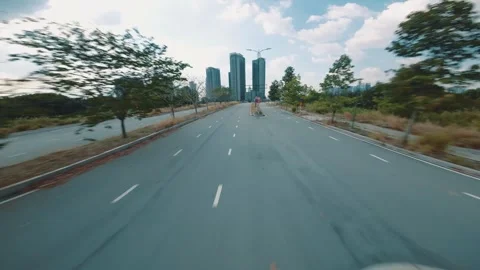 FPV drone shot of Ho Chi Minh City in Vietnam - Saigon River Video stock 242846932