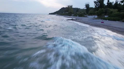 FPV drone shot of stormy waters Video stock 199281147