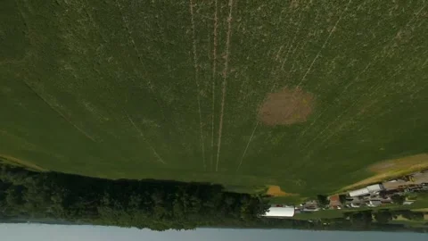 FPV drone tracking shot performing a backflip over a soybean field Stock-Footage 341810735