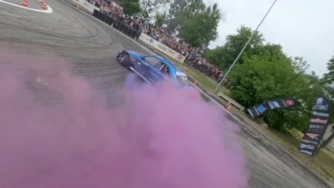 FPV drone video drift car race color smoke Vidéo 205330569