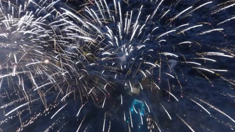 FPV drone video in the fireworks Video stock 209153389