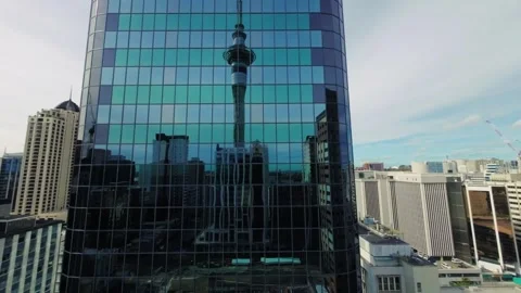 FPV Drone Video Flying Reflection of Sky Tower in Auckland Видео 281716098