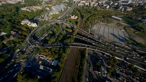 FPV drone video over the busy city Stock Footage 241041076