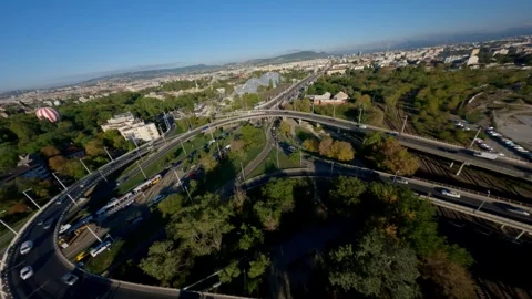 FPV drone video over the busy city Stock Footage 241041669