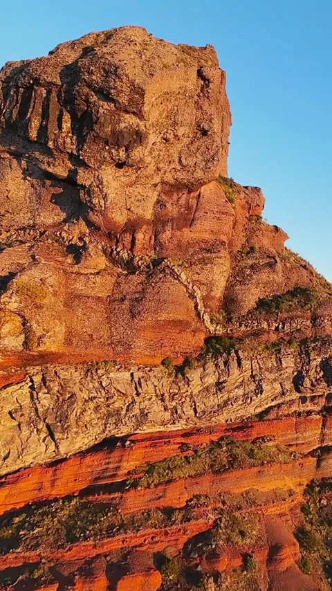 FPV drone view of rugged peaks during dramatic sunset at Pico Ruivo, Madeira Stock Footage 331201758