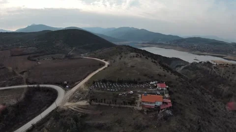 FPV Drone View of Tikves Lake and Countryside From High Altitude Stock Footage 327931649