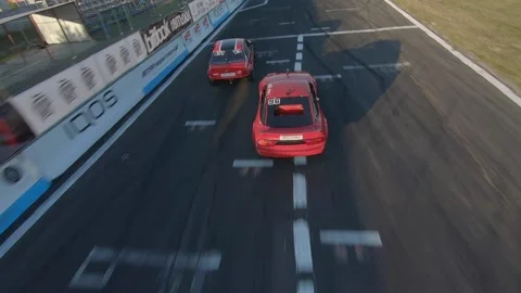 FPV drone view. Ukrainian drift championship. Close pursuit of drift cars Stock Footage 144611129