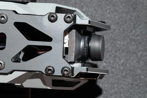 Fpv drone workshop framework design carbon plastic and metallic elements of t Stockfoto's