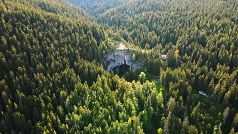 FPV Far Dive Into Cave Natural Formation Miracle Bridges Natural Wonder Stock Footage 274139028