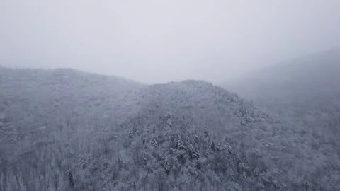 Fpv flight across snowy open field in dense winter storm Stock Footage 321251063