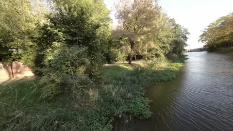FPV flight along the Isar river in Munich, Germany Stock Footage 289041939