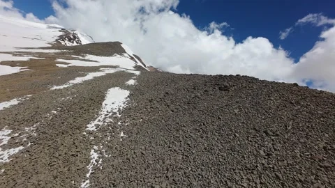 FPV flight along a rocky ridge of Mount Aragats in Armenia Stock Footage 343876580