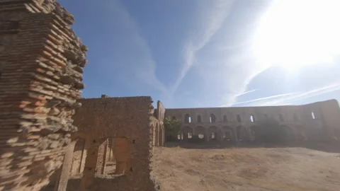 FPV flight explores abandoned ruin of Monasterio del Diablo, Spain 스톡 동영상 170749775