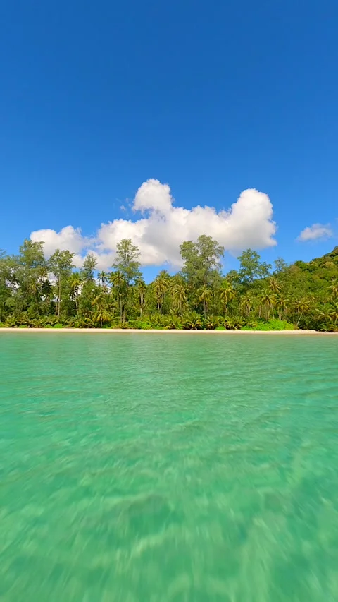 FPV Flight Over Crystal Clear Turquoise Sea On Tropical Paradise Beach, Thailand Stock Footage 278312372