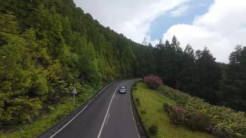 FPV Flight Over Open Landscape With Driving Car-04 Stock-Footage 322689919