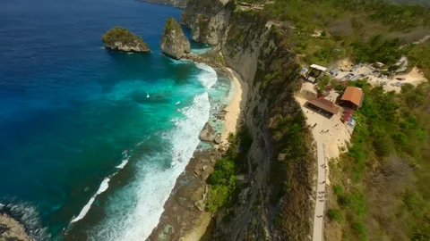 FPV flight over stunning Diamond Beach on Nusa Penida island, Indonesia Stock Footage 282994280