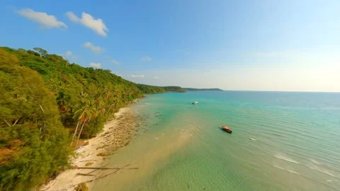 FPV Flight over tropical beach in Thailand, Concept of Thailand travel adventure Stock Footage 290843687