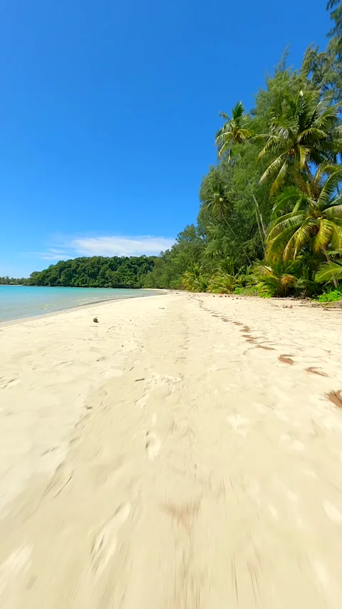 FPV Flight Over White Sandy Beach On Tropical Paradise Island In Thailand Stock Footage 288114116