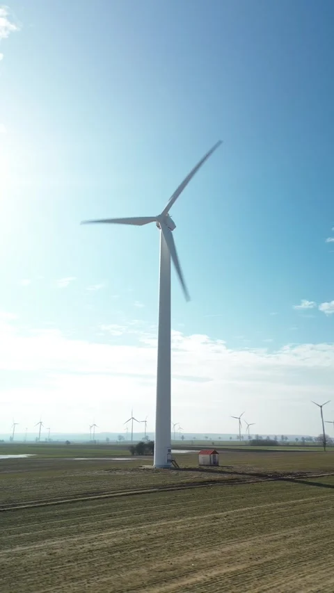 FPV flight over a wind farm on a sunny day. Stock Footage 267827829