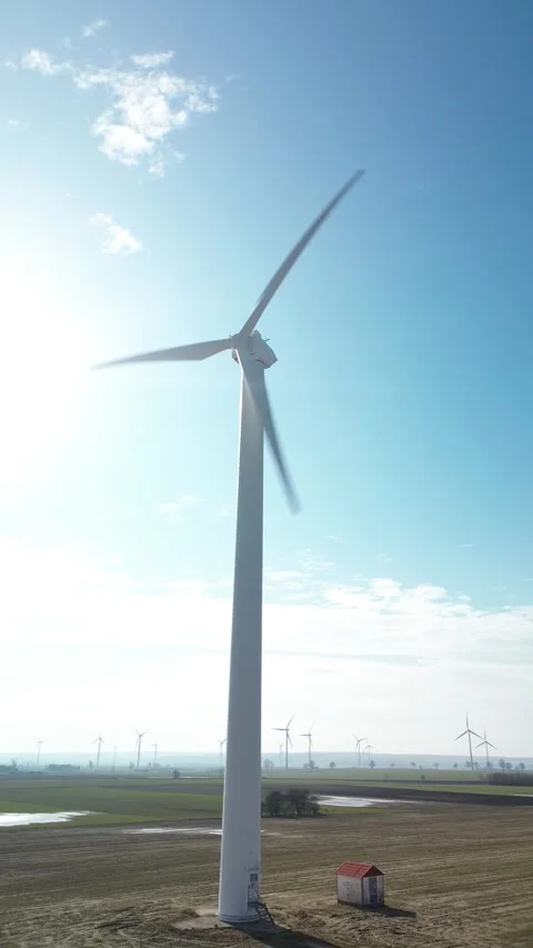 FPV flight over a wind farm on a sunny day. Stock Footage 267827866