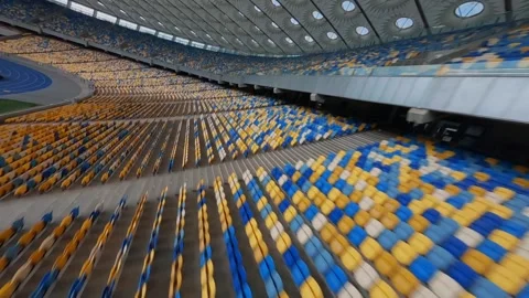 FPV flight, Stadium. cityscape time of day night. The view from the top to the i Stock Footage 290005710
