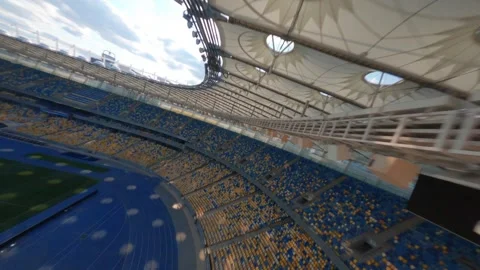 FPV flight, Stadium. cityscape time of day night. The view from the top to the i Stock Footage 293515608
