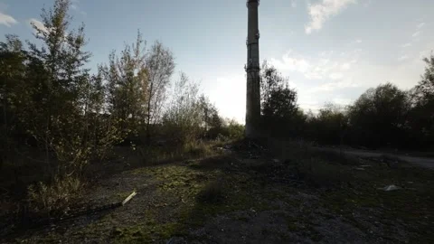 FPV flight through an abandoned industrial area Stock Footage 289042852
