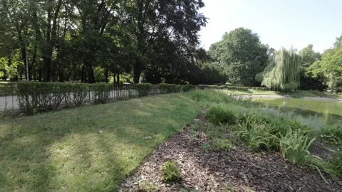 FPV flight through the park with a view of the Temple of Diana Stock Footage 283350488