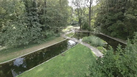 FPV flight through a park in Warsaw, Poland Stock Footage 283596949