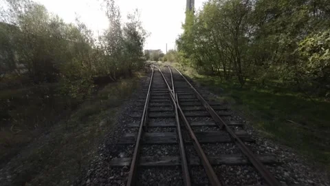 FPV Flying through an Abandoned Train Yard Stock Footage 289039969