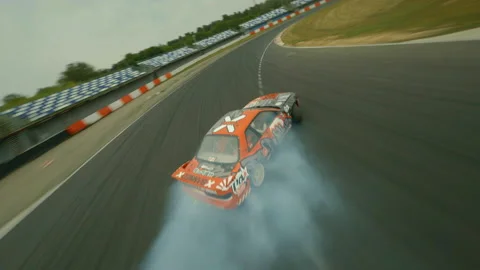 FPV FOOTAGE Chasing drifting car . DRIFT 库存影片 159508724