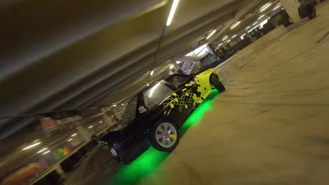 FPV Garage Drift: Close-Quarters Precision Racing Stock Footage 327036105