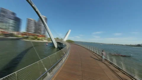 FPV hyperlapse of flying through Elizabeth Quay in Perth, Australia Stock Footage 234502019