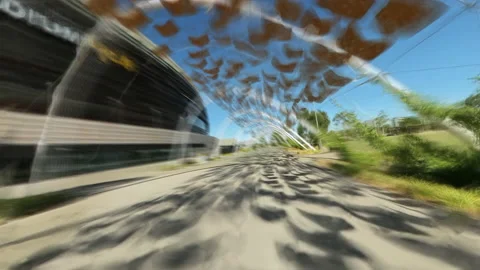 FPV hyperlapse of flying through Matagarup Bridge and Optus Stadium in Perth Stock Footage 236615511