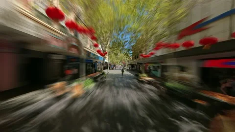FPV hyperlapse of Hay Street, Murray Street Mall and London Court in Perth Stock Footage 232849973