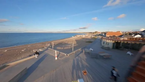 FPV, Klitmoller Smooth Waves On Magical Sandy Beach Stock Footage 255407778