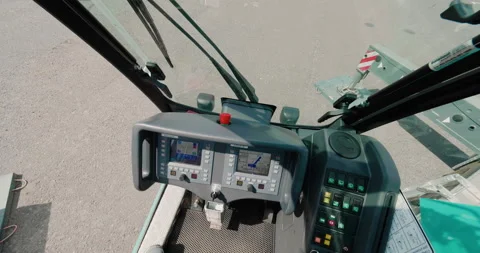 FPV from the moving control cabin of a mobile construction crane. Stock Footage 147350909