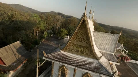 FPV Rise Over  Wat Phra That Chom Kitti Temple Stock Footage 332067836