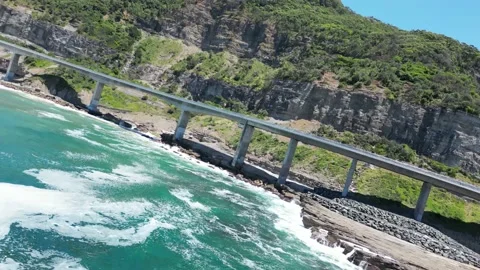 FPV Sea Cliff Bridge Stock Footage 229506908