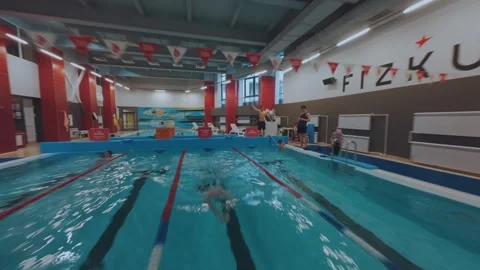 FPV shooting in the pool, pool Stock Footage 337736091