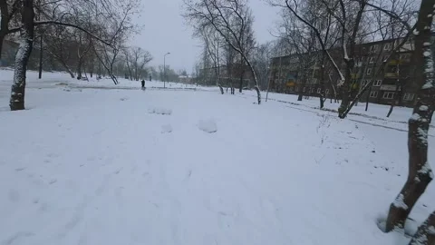 FPV shooting of winter square, fpv shooting of winter city streets Stock Footage 236655365