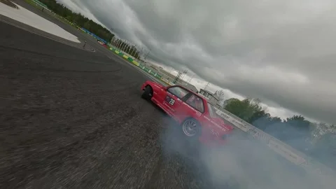 FPV single car drift at Autodrom Sosnová Stock Footage 318790113